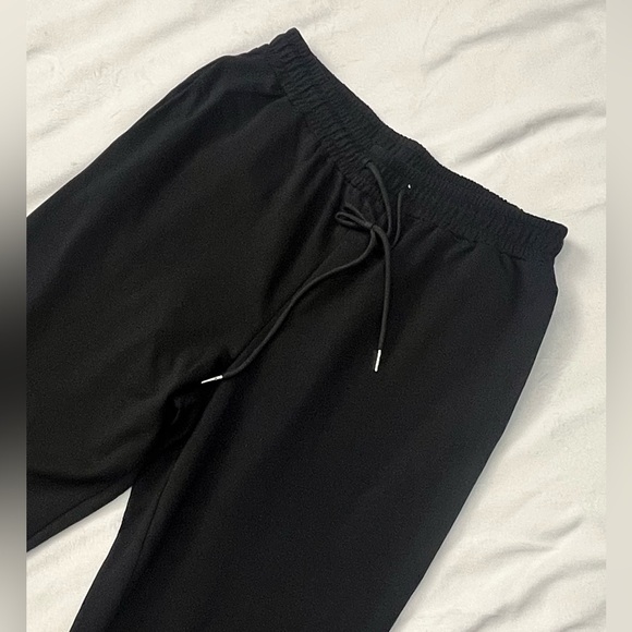 Black Joggers Cotton Blend Drawstring Sweatpants with Rainbow Stripes - Picture 3 of 15